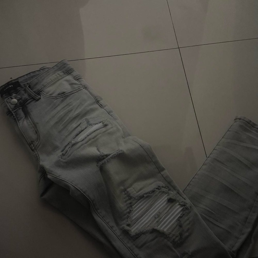 Amiri MX1 Clay Indigo Blue White Leather Patch - Picture 3 of 3